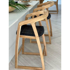Mabel | Kitchen Stool Rattan Black