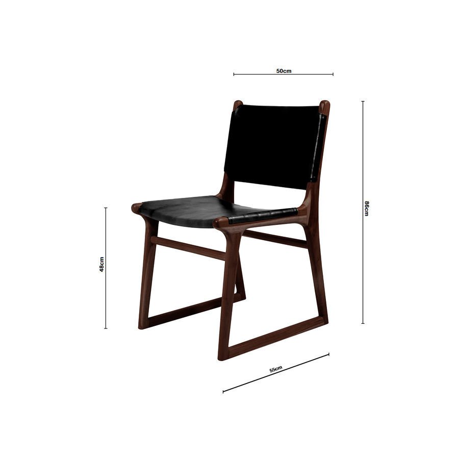 Daisy | Dining Chair Leather Black Chocolate Frame