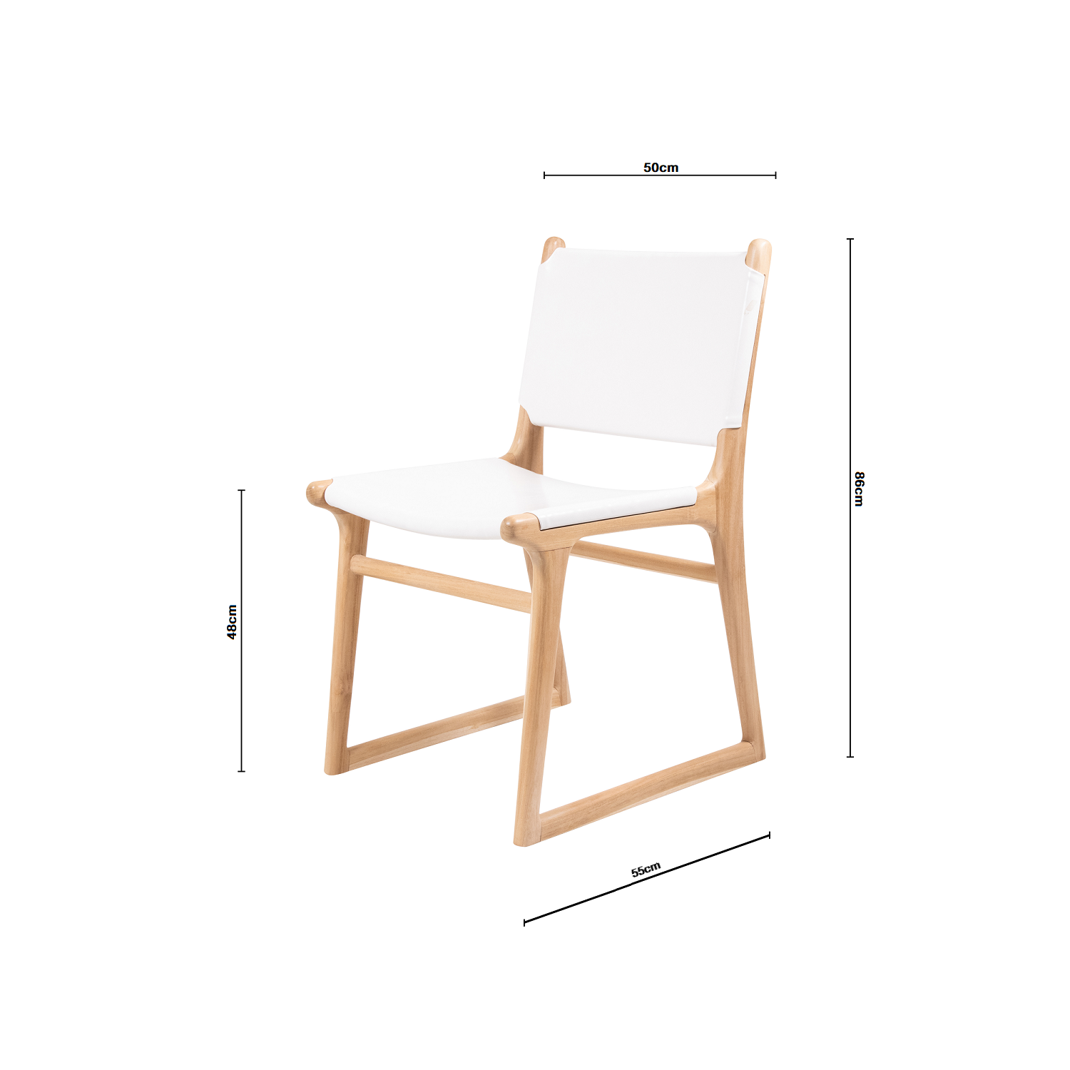 White Leather Dining Chair Natural Frame | The Styling Republic