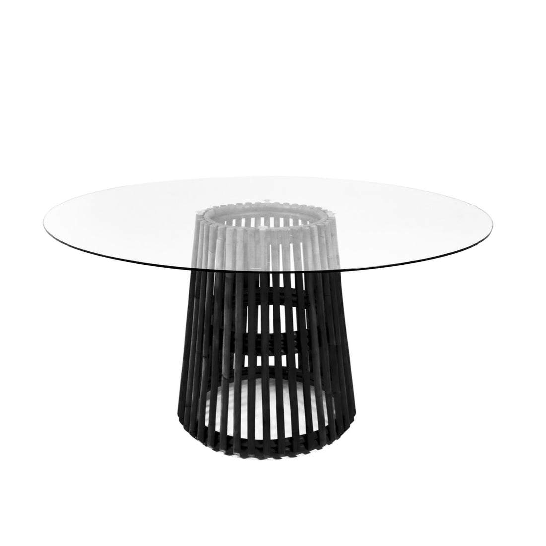 Delilah Dining Table with 150cm dia in Rattan Black
