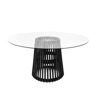 Delilah Dining Table with 150cm dia in Rattan Black