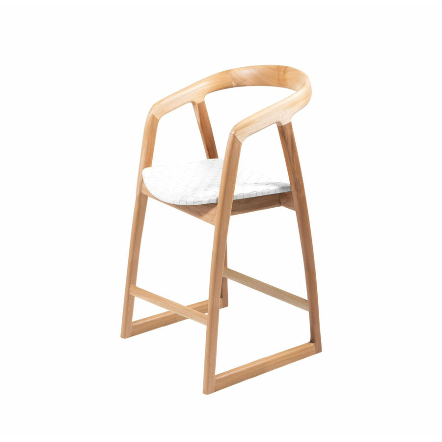 Mabel Kitchen Stool in White Leather