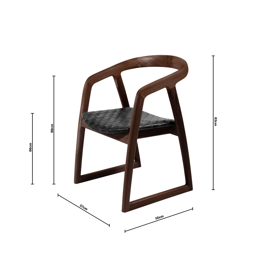Mabel | Dining Chair Leather Black Chocolate Frame