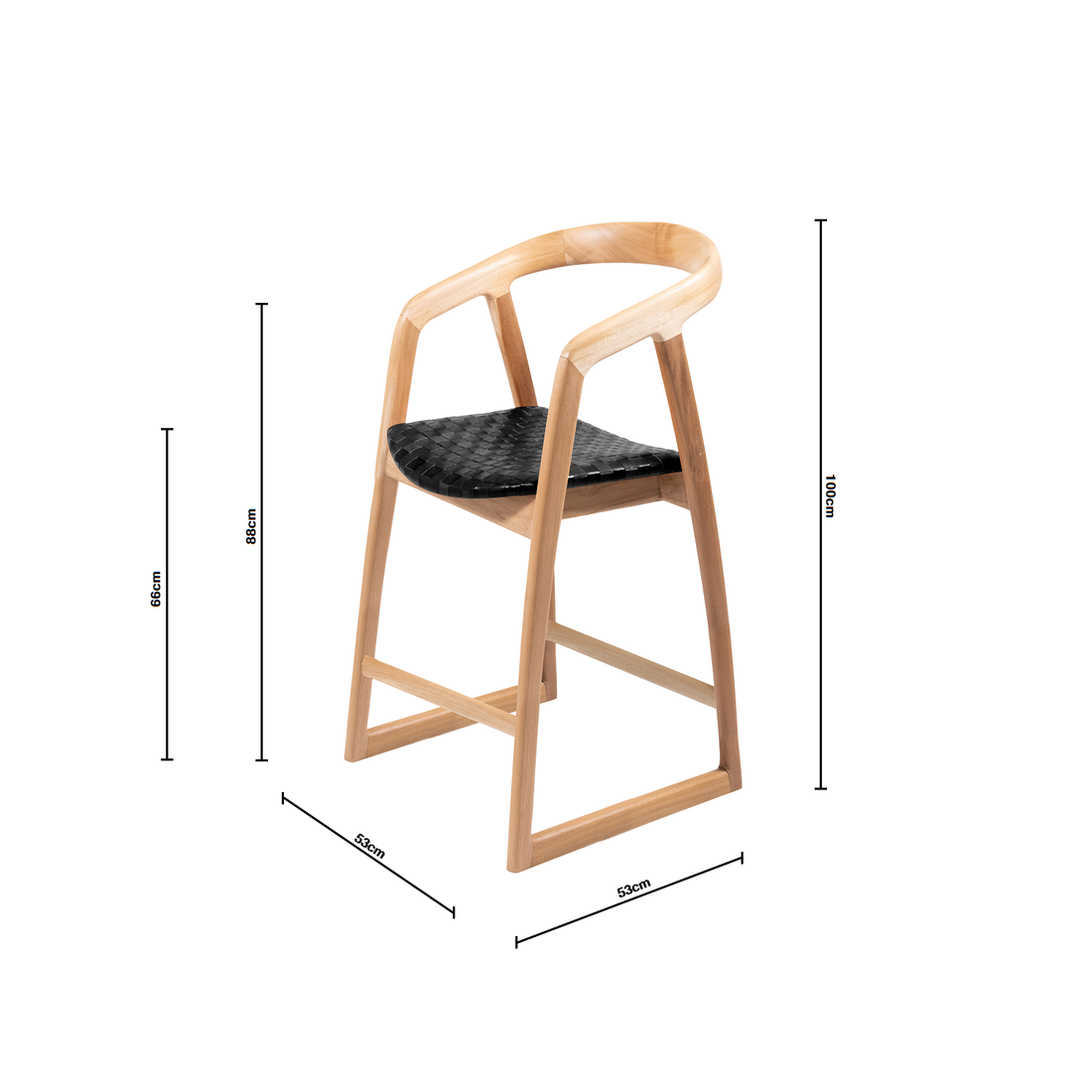 Mabel | Kitchen Stool Leather Black