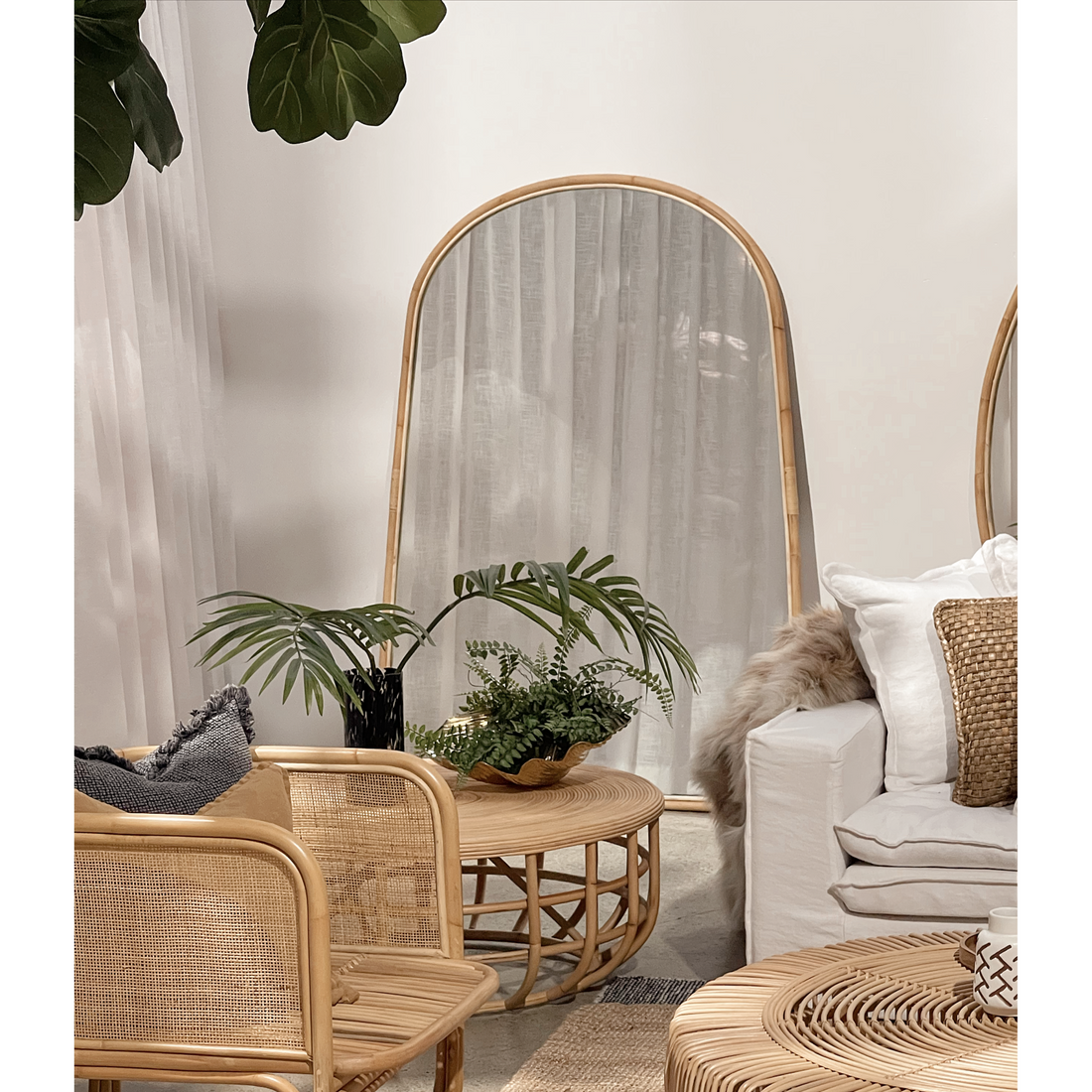 Ava Mirror Rattan Natural