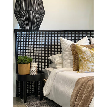 Karley Extra-Wide Bedhead in Black Rattan