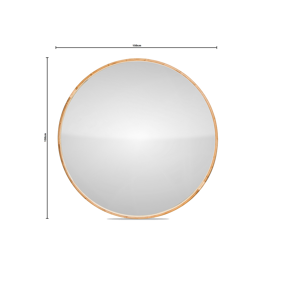 Zoe | Extra Large Round Mirror Rattan Natural 1.6M