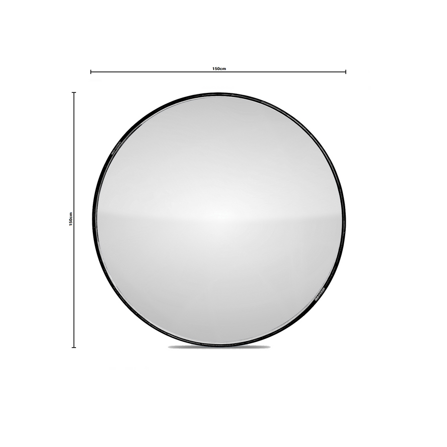 Zoe | Extra Large Round Mirror Rattan Black 1.6M